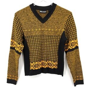 Vintage Nils Skiwear Fair Isle Wool Blend Sweater Size M‎ Nordic Yellow Black